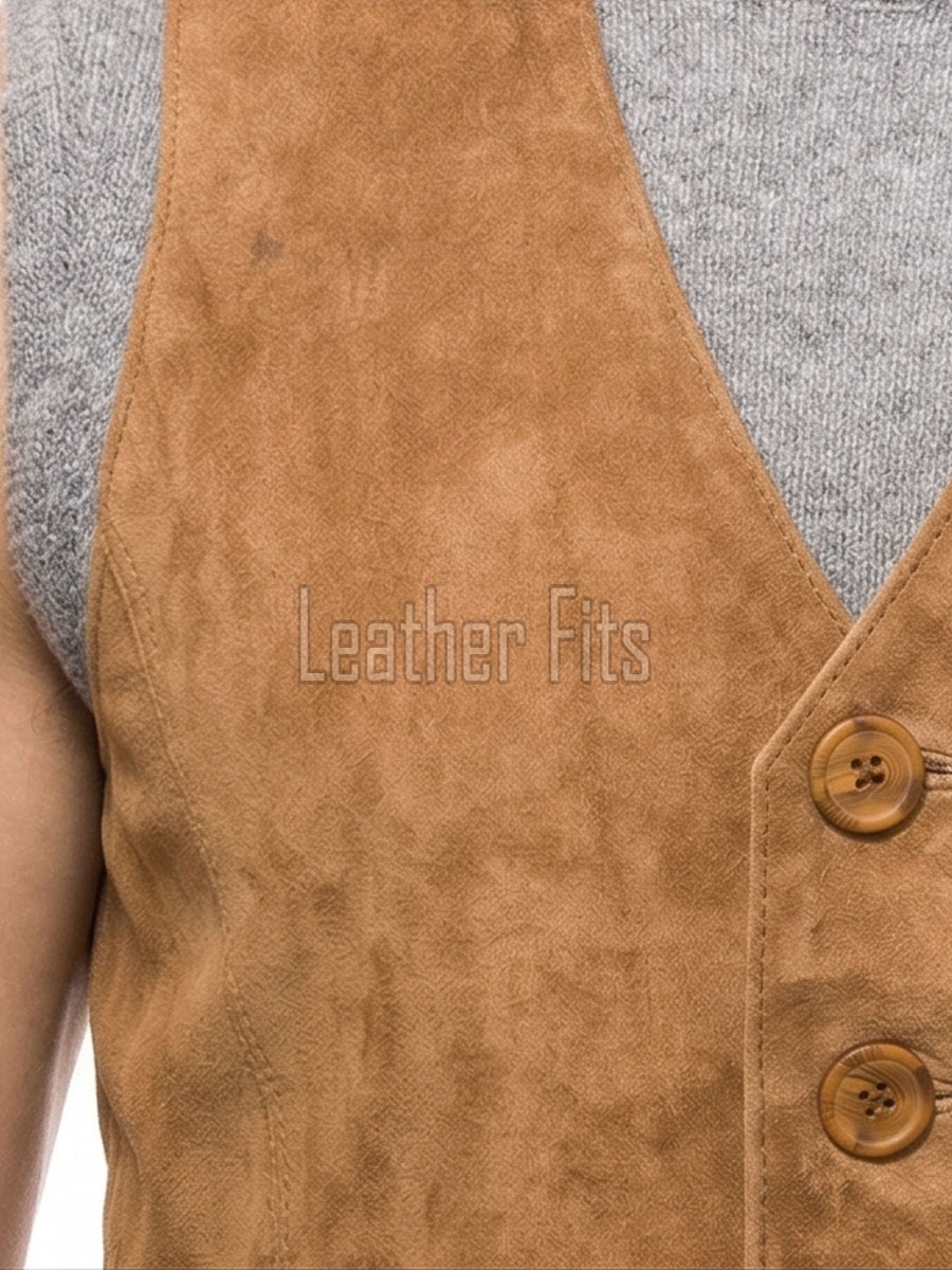 Men Camel Suede Vest | Luxury Genuine Toffee Lambskin Waistcoat | Premium Soft Desert Sand Sleeveless Smart Casual Layering Gilet Jacket