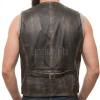 Men Distressed Leather Vest | Luxury Genuine Charcoal Sheepskin Waistcoat | Premium Antique Weathered Bronze Sleeveless Moto Biker Gilet