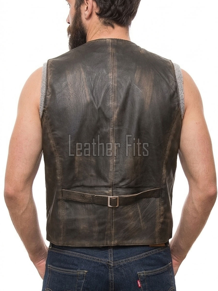 Men Distressed Leather Vest | Luxury Genuine Charcoal Sheepskin Waistcoat | Premium Antique Weathered Bronze Sleeveless Moto Biker Gilet