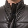 Men Black Leather Puffer Vest | Luxury Genuine Lambskin Quilted Bodywarmer | Premium Warm Insulated Sleeveless Stand Collar Jacket Gilet