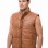 Men Ginger Leather Puffer Vest | Luxury Genuine Tan Sheepskin Bodywarmer | Premium Quilted Warm Insulated Stand Collar Gilet Jacket