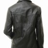 Elite Charcoal Black Leather Tailored Blazer - Women's Professional Three Button Closure Slim Fit Structured Premium Lambskin Office Garment