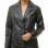 Elite Charcoal Black Leather Tailored Blazer - Women's Professional Three Button Closure Slim Fit Structured Premium Lambskin Office Garment