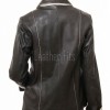 Vogue Black Leather Contrast Blazer - Women's Elegant Single Breasted Cream Piping Trimmed Slim Fit Premium Lambskin Tailored Elite Garment!
