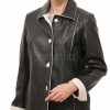 Vogue Black Leather Contrast Blazer - Women's Elegant Single Breasted Cream Piping Trimmed Slim Fit Premium Lambskin Tailored Elite Garment!