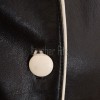Vogue Black Leather Contrast Blazer - Women's Elegant Single Breasted Cream Piping Trimmed Slim Fit Premium Lambskin Tailored Elite Garment!