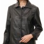 Sleek Onyx Black Leather Tailored Blazer - Women's Classic Single Breasted Button Up Structured Fit Premium Lambskin Corporate Smart Garment