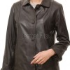 Chic Cocoa Brown Leather Tailored Blazer - Women's Classic Single Breasted Button Up Structured Fit Premium Lambskin Corporate Smart Garment