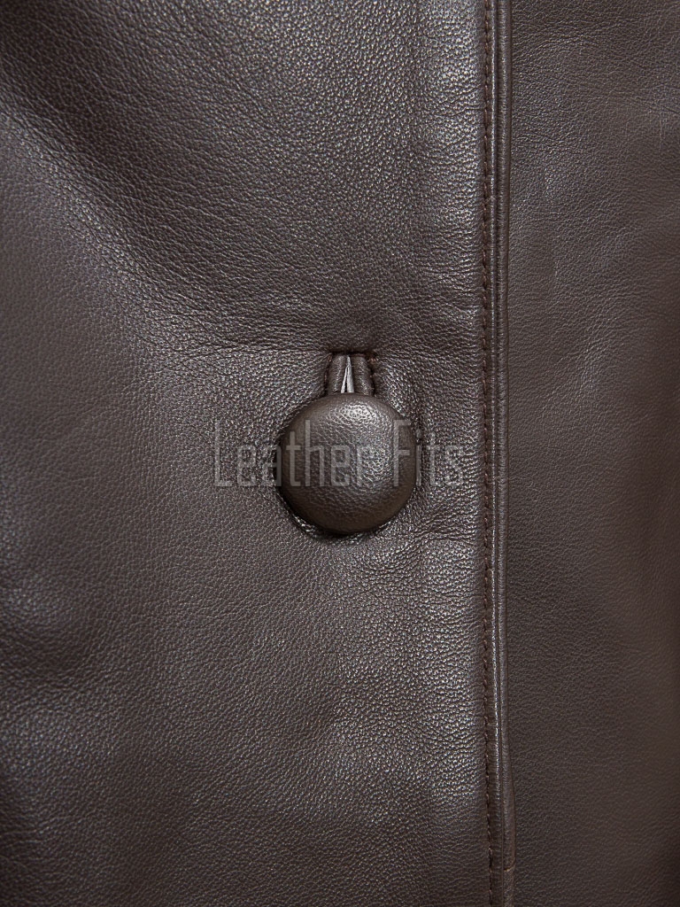 Chic Cocoa Brown Leather Tailored Blazer - Women's Classic Single Breasted Button Up Structured Fit Premium Lambskin Corporate Smart Garment
