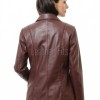 Vogue Burgundy Leather Structured Blazer - Women's Classic Single Breasted Leather Covered Button Fitted Premium Lambskin Wine Red Garments!