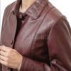 Vogue Burgundy Leather Structured Blazer - Women's Classic Single Breasted Leather Covered Button Fitted Premium Lambskin Wine Red Garments!