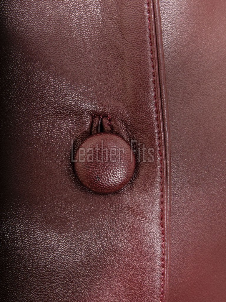 Vogue Burgundy Leather Structured Blazer - Women's Classic Single Breasted Leather Covered Button Fitted Premium Lambskin Wine Red Garments!