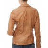 Tan Beige Leather Hand-Stitched Blazer - Women's Luxury Two Button Notched Lapel Slim Fit Premium Lambskin Tailored Camel Tone Garment