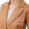 Tan Beige Leather Hand-Stitched Blazer - Women's Luxury Two Button Notched Lapel Slim Fit Premium Lambskin Tailored Camel Tone Garment