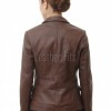 Artisanal Espresso Brown Leather Tailored Blazer - Women's Elite Two Button Notch Lapel Hand-Stitched Premium Lambskin Fitted Office Garment