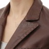 Artisanal Espresso Brown Leather Tailored Blazer - Women's Elite Two Button Notch Lapel Hand-Stitched Premium Lambskin Fitted Office Garment
