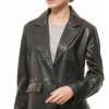Urban Onyx Black Single Button Leather Blazer - Women's Premium Lambskin Structured Notch Lapel Tailored Flap Pocket Sleek Minimalist Garment