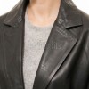 Urban Onyx Black Single Button Leather Blazer - Women's Premium Lambskin Structured Notch Lapel Tailored Flap Pocket Sleek Minimalist Garment