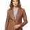 Sleek Amber Cognac Single Button Leather Blazer - Women's Premium Lambskin Structured Notch Lapel Tailored Flap Pocket Smart Fitted Garment