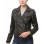 Women's Luxury Black Lambskin Biker Jacket - Fitted Asymmetrical Real Leather Motorcycle Coat with Quilted Shoulders