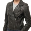 Women's Luxury Black Lambskin Biker Jacket - Fitted Asymmetrical Real Leather Motorcycle Coat with Quilted Shoulders