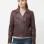 Women's Vintage Burgundy Leather Biker Jacket - Hand-Waxed Distressed Wine Sheepskin Asymmetrical Cafe Racer Coat