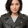 Women's Luxury Jet Black Leather Biker Jacket - Fitted Asymmetrical Genuine Cowhide Moto Outerwear with Waist Belt & Epaulets