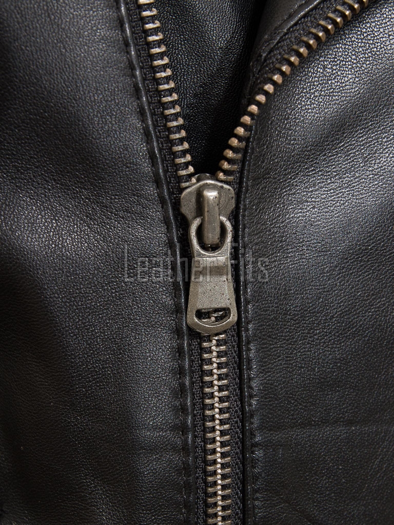 Women's Luxury Jet Black Leather Biker Jacket - Fitted Asymmetrical Genuine Cowhide Moto Outerwear with Waist Belt & Epaulets