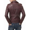 Women's Luxury Oxblood Leather Biker Jacket - Tailored Asymmetrical Merlot Sheepskin Motorcycle Coat with Integrated Waist Belt