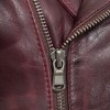Women's Luxury Oxblood Leather Biker Jacket - Tailored Asymmetrical Merlot Sheepskin Motorcycle Coat with Integrated Waist Belt