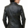 Women's Luxury Onyx Black Leather Blazer - Fitted Single-Breasted Genuine Sheepskin Tailored Coat Jacket
