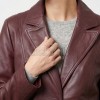Women's Luxury Maroon Leather  Jacket - Tailored Single-Breasted Genuine Burgundy Lambskin Outerwear Coat