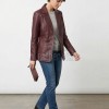 Women's Luxury Maroon Leather  Jacket - Tailored Single-Breasted Genuine Burgundy Lambskin Outerwear Coat