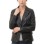 Women's Luxury Black Leather Blazer Jacket - Fitted Single Button Genuine Cowhide Sport Coat Hand-Stitched Edges Silhouette