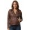Women's Luxury Brown Leather Biker Jacket - Slim Fit Asymmetric Moto Genuine Lambskin Café Racer Highway Rider Coat