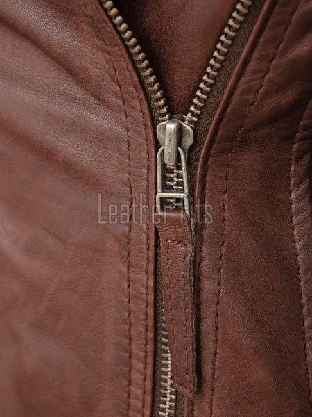 Women's Luxury Brown Leather Biker Jacket - Slim Fit Asymmetric Moto Genuine Lambskin Café Racer Highway Rider Coat