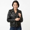 Women's Elite Black Leather Biker Jacket - Slim Fit Asymmetric Motorcycle Genuine Sheepskin Luxury Brando Branded Moto Coat