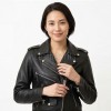 Women's Elite Black Leather Biker Jacket - Slim Fit Asymmetric Motorcycle Genuine Sheepskin Luxury Brando Branded Moto Coat