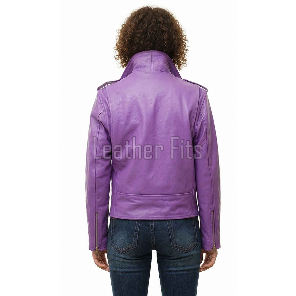 Women's Luxury Violet Purple Leather Biker Jacket - Slim Fit Asymmetric Genuine Lambskin Motorcycle Statement Moto Outerwear Coat