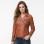 Women's Luxury Tan Cognac Leather Biker Jacket - Slim Fit Asymmetric Genuine Lambskin Motorcycle Statement Cafe Racer Moto Coat