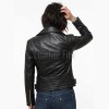 Women's Luxury Black Leather Biker Jacket - Slim Fit Asymmetric Genuine Lambskin Motorcycle Statement Classic Moto Cafe Racer Coat