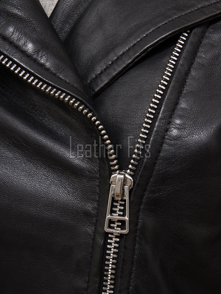 Women's Luxury Black Leather Biker Jacket - Slim Fit Asymmetric Genuine Lambskin Motorcycle Statement Classic Moto Cafe Racer Coat