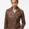 Women's Luxury Espresso Brown Leather Biker Jacket - Slim Fit Asymmetric Genuine Sheepskin Motorcycle Statement Cafe Racer Moto Coat