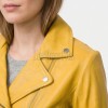 Women's Luxury Mustard Yellow Leather Biker Jacket - Slim Fit Asymmetric Genuine Lambskin Motorcycle Statement Classic Cafe Racer Coat