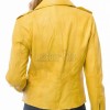 Women's Luxury Canary Yellow Leather Biker Jacket - Slim Fit Asymmetric Genuine Lambskin Motorcycle Statement Multi-Zip Moto Coat