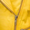 Women's Luxury Canary Yellow Leather Biker Jacket - Slim Fit Asymmetric Genuine Lambskin Motorcycle Statement Multi-Zip Moto Coat