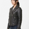 Women's Luxury Black Leather Biker Jacket - Slim Fit Asymmetric Genuine Lambskin Motorcycle Statement Classic Cafe Racer Coat
