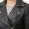 Women's Luxury Black Leather Biker Jacket - Slim Fit Asymmetric Genuine Lambskin Motorcycle Statement Classic Cafe Racer Coat