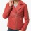 Women's Luxury Red Leather Biker Jacket - Slim Fit Asymmetric Genuine Lambskin Motorcycle Statement Classic Cafe Racer Coat