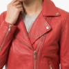 Women's Luxury Red Leather Biker Jacket - Slim Fit Asymmetric Genuine Lambskin Motorcycle Statement Classic Cafe Racer Coat
